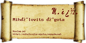 Mihálovits Ágota névjegykártya