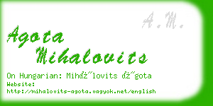 agota mihalovits business card